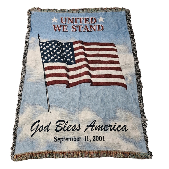 American Flag September 11 2001 Tapestry Throw Blanket USA 9/11 20th Anniversary - Picture 1 of 6
